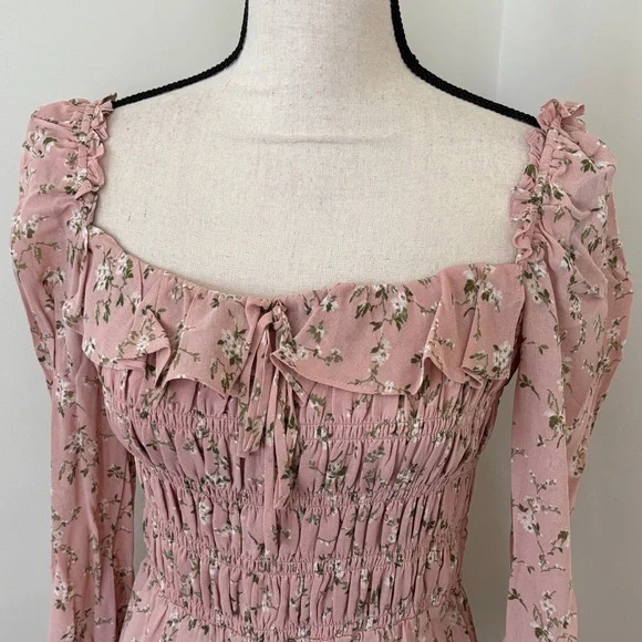 Reformation Floral Pink Dress Size 8 - Picture 2 of 8